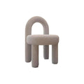 Elegant Arched Vanity Chair with Artificial Lamb Wool and High-Density Sponge for Comfort (Grey)
