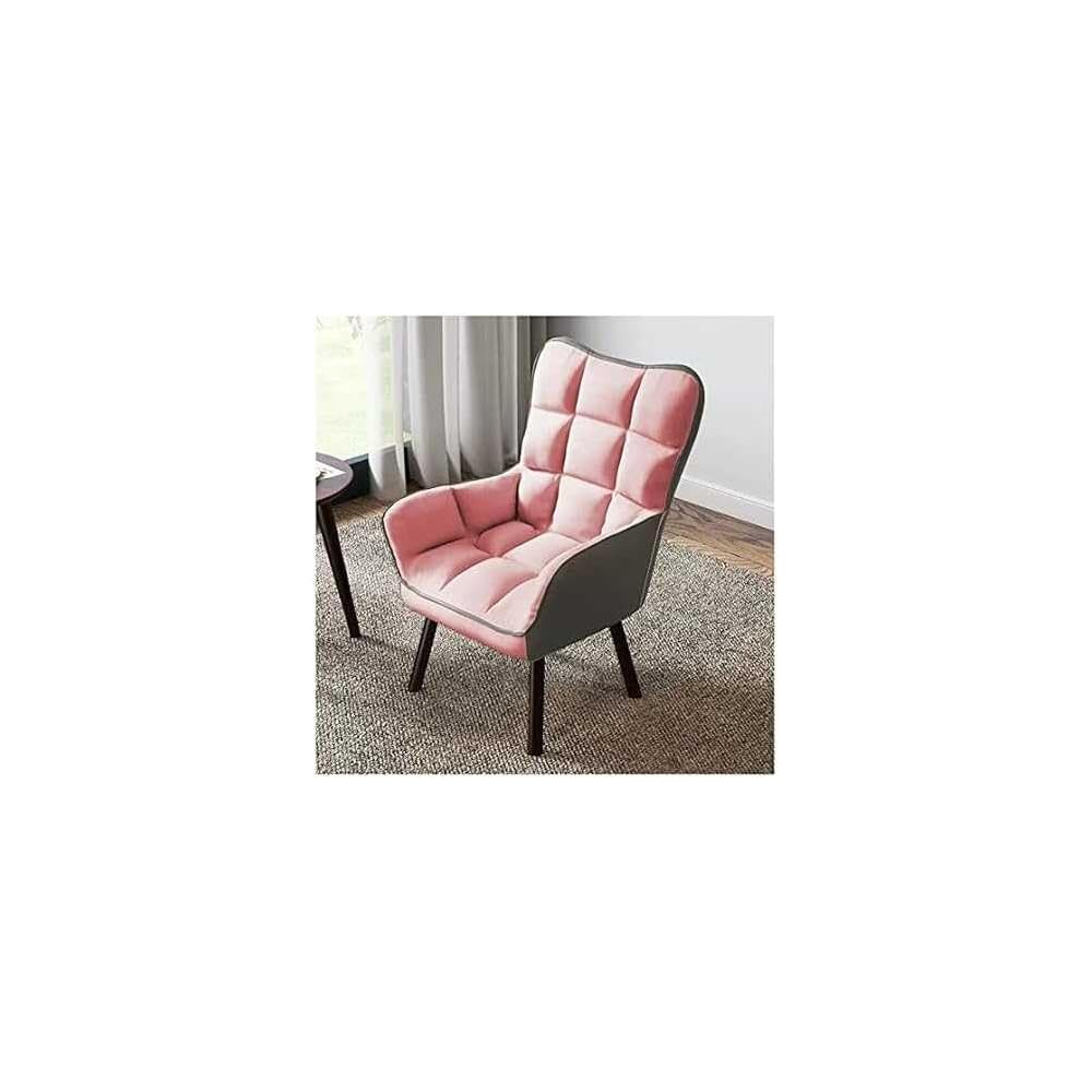 Velvet Accent Chair with Ottoman – Slish Solid Wood Legs – Ideal for Living Room & Bedroom – Comfort & Fur Piece