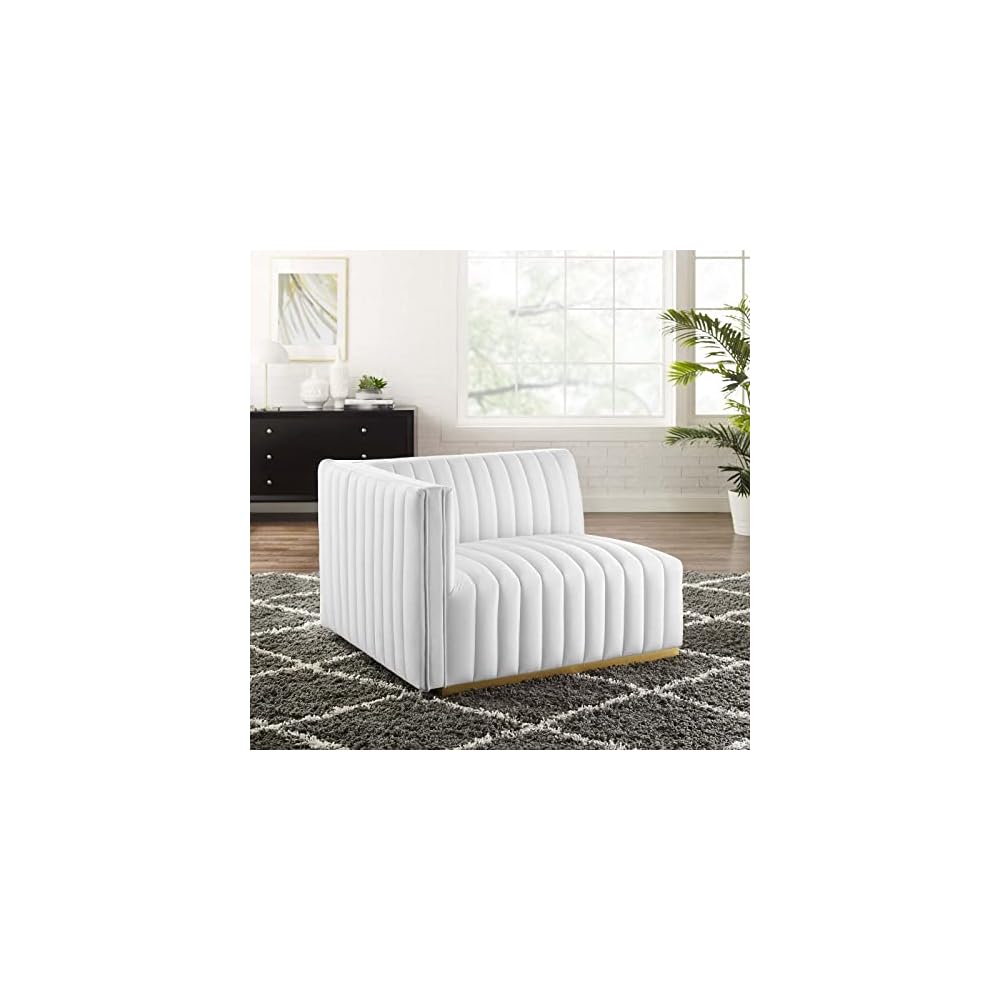 Modway EEI-5500-BLK-GRY Conjure Channel Tufted Performance Velvet Ottoman, Black Gray