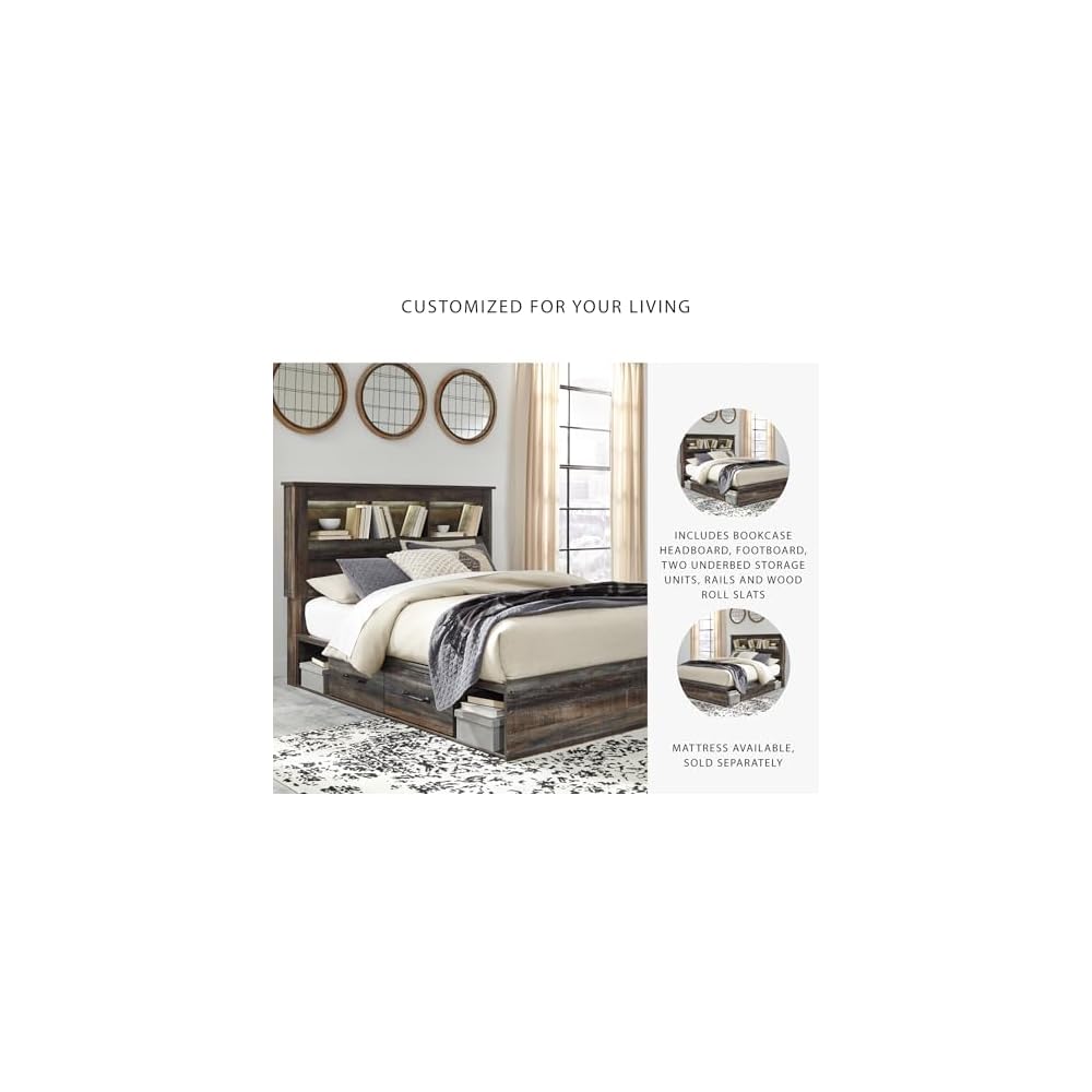 Signature Design by Ashley Queen Bookcase Bed with 4 Storage Drawers