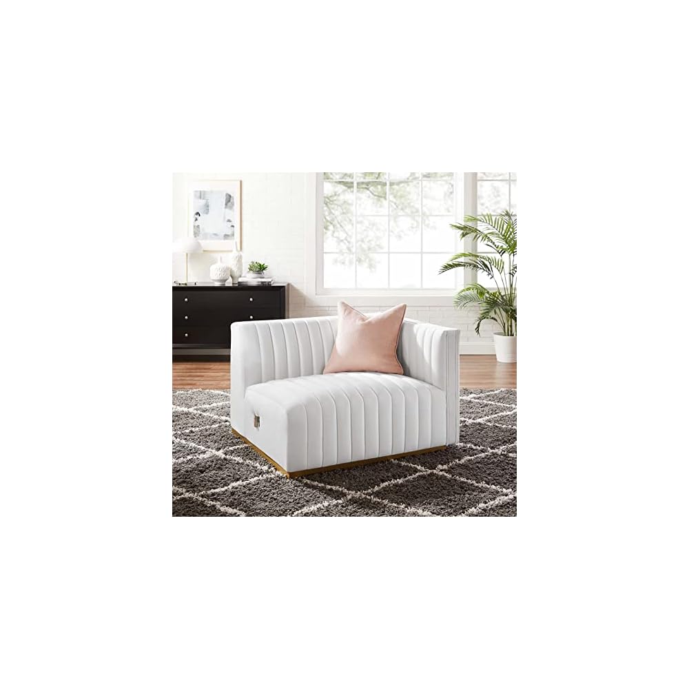 Modway EEI-5500-BLK-GRY Conjure Channel Tufted Performance Velvet Ottoman, Black Gray