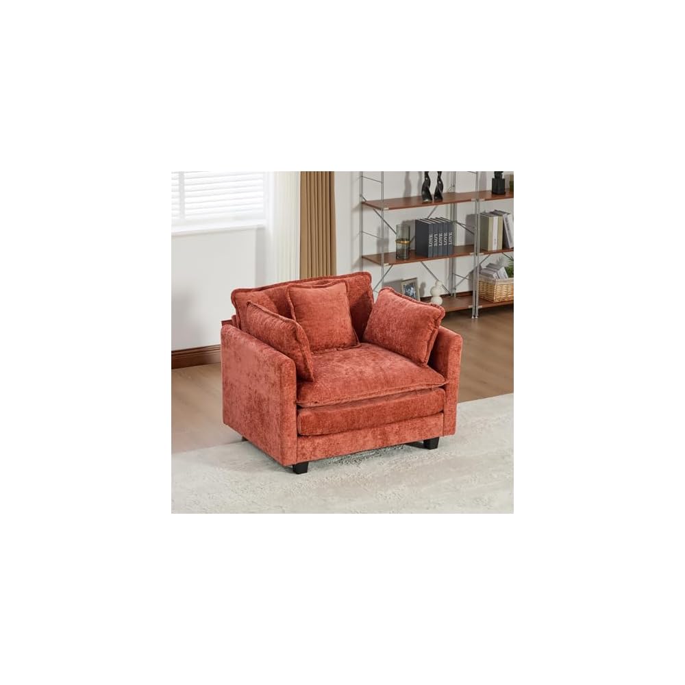 Chenille Fabric Accent Chair, Oversized Single Cloud Sofa Couch Living Room