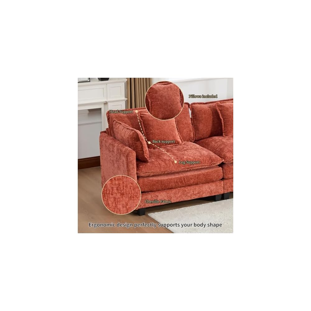 Chenille Fabric Accent Chair, Oversized Single Cloud Sofa Couch Living Room