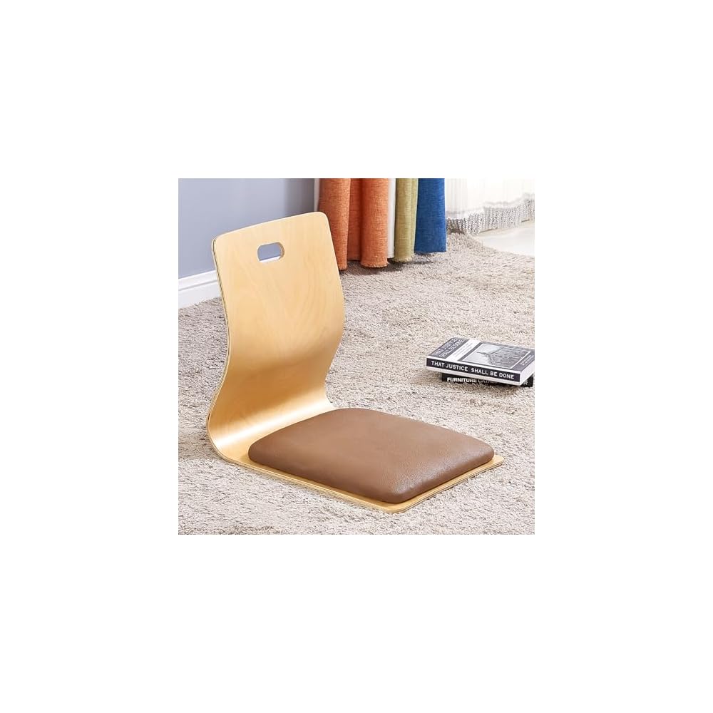Solitar Japanese Living Room Chair,Upholstered Game Chairs Legless Tatami Chair Wood Meditation Floor Chair,Bay Window Chair Lazy Sofa Chair Floor Seat with Back Support(46X37X43cm(18x15x17inch), B)