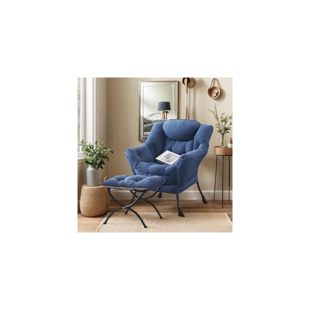 Lazy Chair, Comfy Reading Accent Chair for Bedroom, Beige