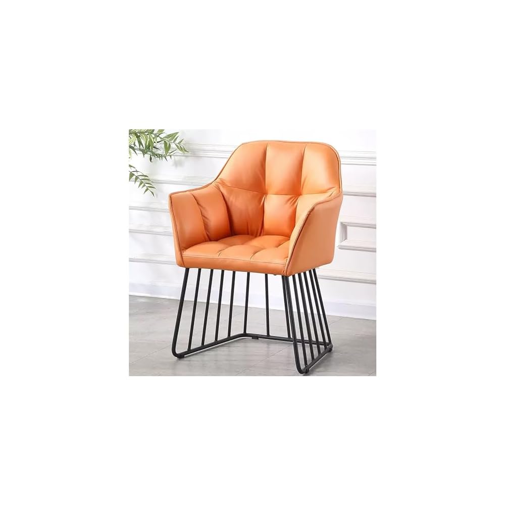 Lounge Chair Modern Accent Sofa With Metal Frame Ergonomic Leisure Comfy Armchair Curved Backrest Nordic Light Luxury Side Chair Vintage Simple Versatile For Living Room Bedroom Coffee Salon Reception