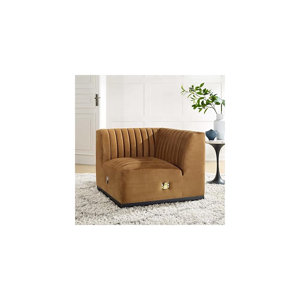Modway EEI-5500-BLK-GRY Conjure Channel Tufted Performance Velvet Ottoman, Black Gray