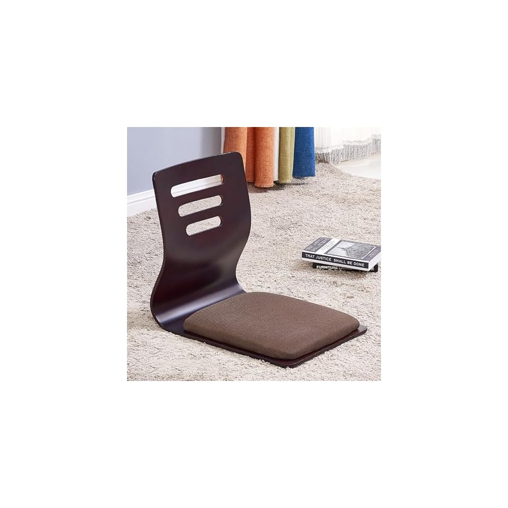 Solitar Japanese Living Room Chair,Upholstered Game Chairs Legless Tatami Chair Wood Meditation Floor Chair,Bay Window Chair Lazy Sofa Chair Floor Seat with Back Support(46X37X43cm(18x15x17inch), B)