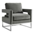 Tov Furniture Avery Upholstered and Metal Accent Armchair (Grey-Silver)