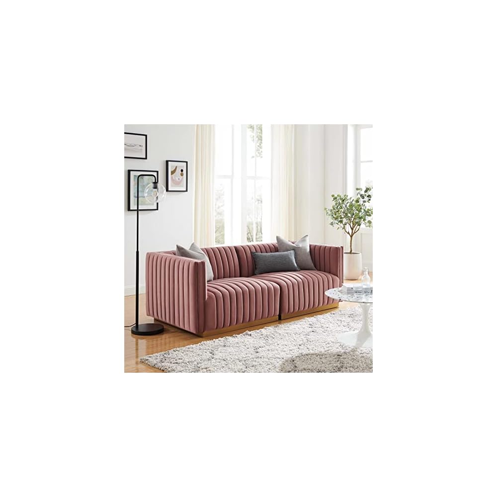 Modway EEI-5500-BLK-GRY Conjure Channel Tufted Performance Velvet Ottoman, Black Gray