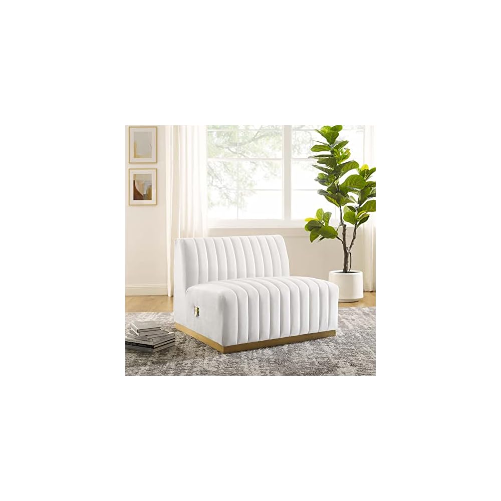 Modway EEI-5500-BLK-GRY Conjure Channel Tufted Performance Velvet Ottoman, Black Gray