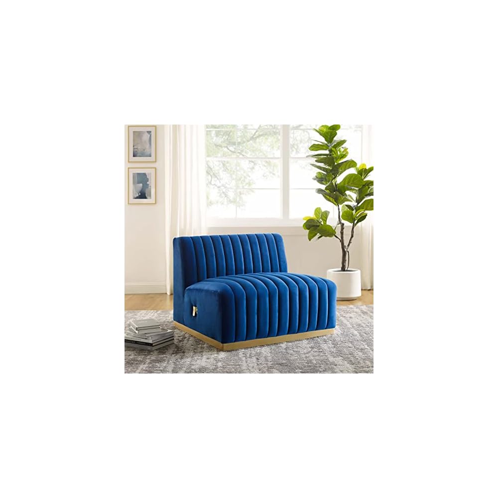 Modway EEI-5500-BLK-GRY Conjure Channel Tufted Performance Velvet Ottoman, Black Gray
