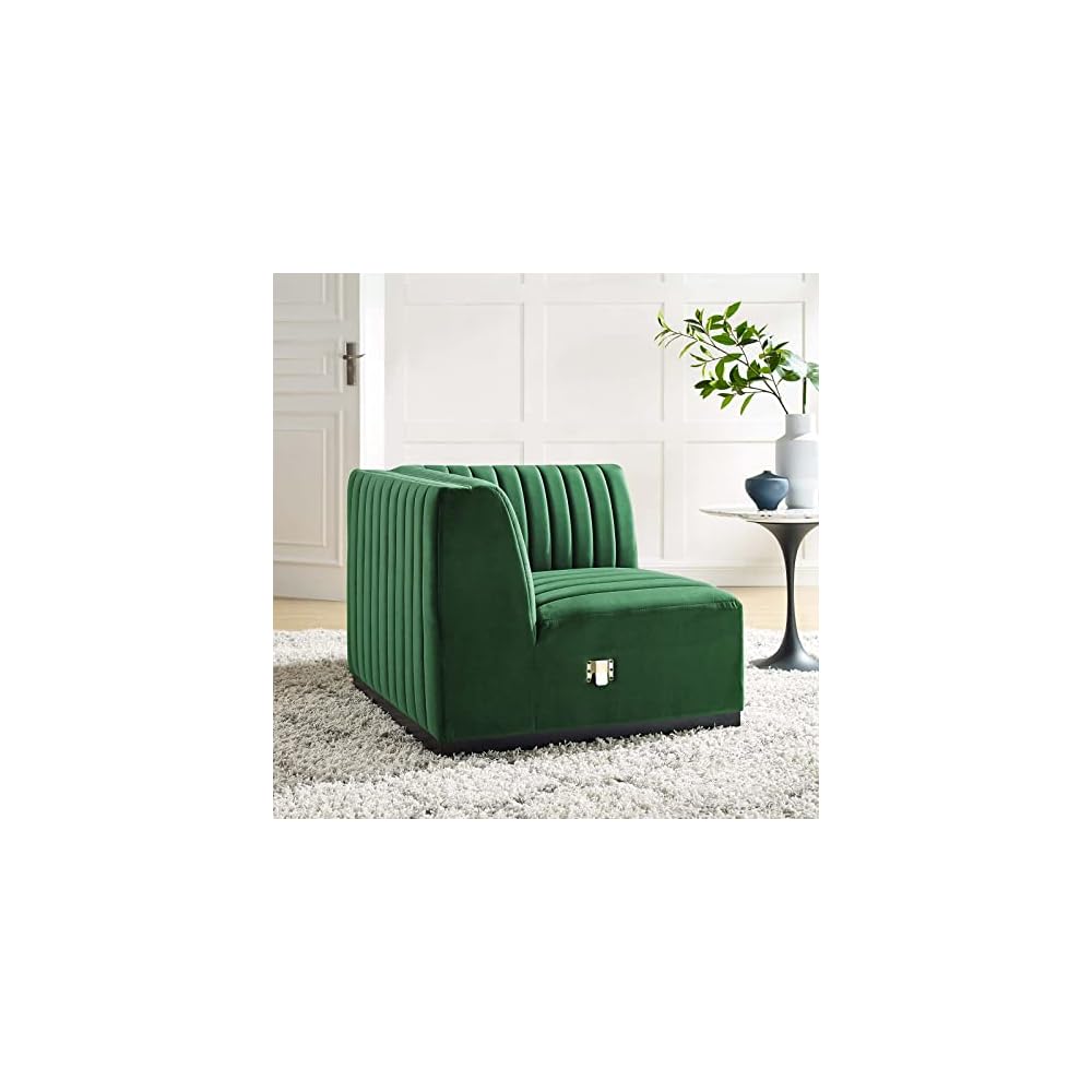 Modway EEI-5500-BLK-GRY Conjure Channel Tufted Performance Velvet Ottoman, Black Gray