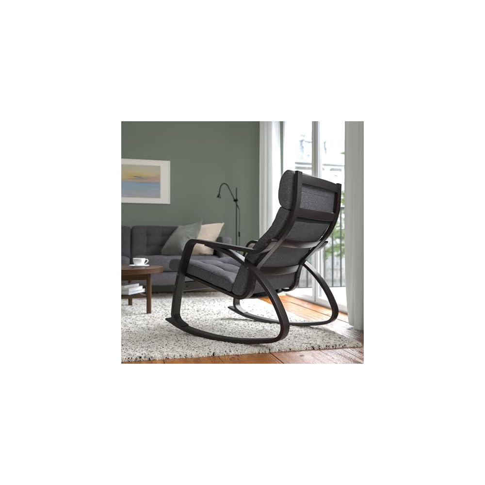 ProTuning POÄNG Rocking-chair, black-brown/Gunnared dark grey