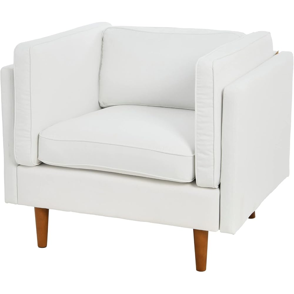 Creative Co-Op Atley High Sided Armchair Accent Chair, 37" L x 33" W x 32" H, Coastal White