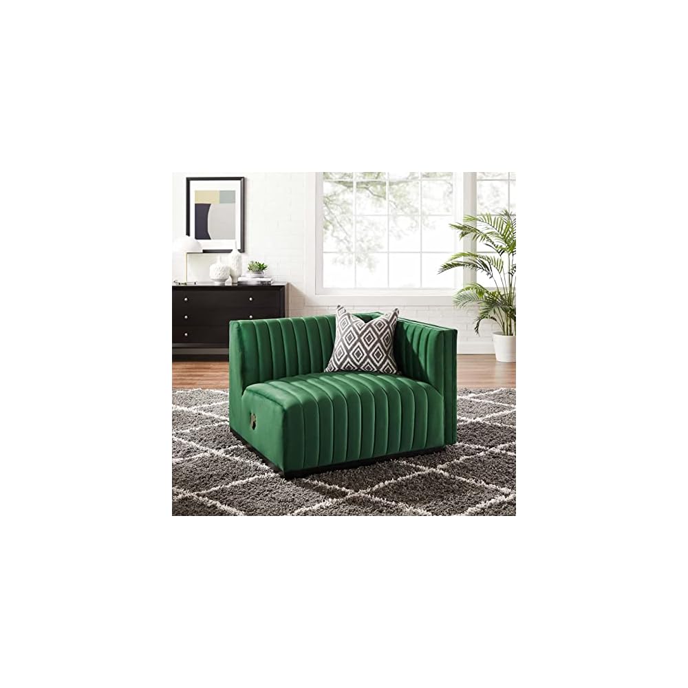 Modway EEI-5500-BLK-GRY Conjure Channel Tufted Performance Velvet Ottoman, Black Gray