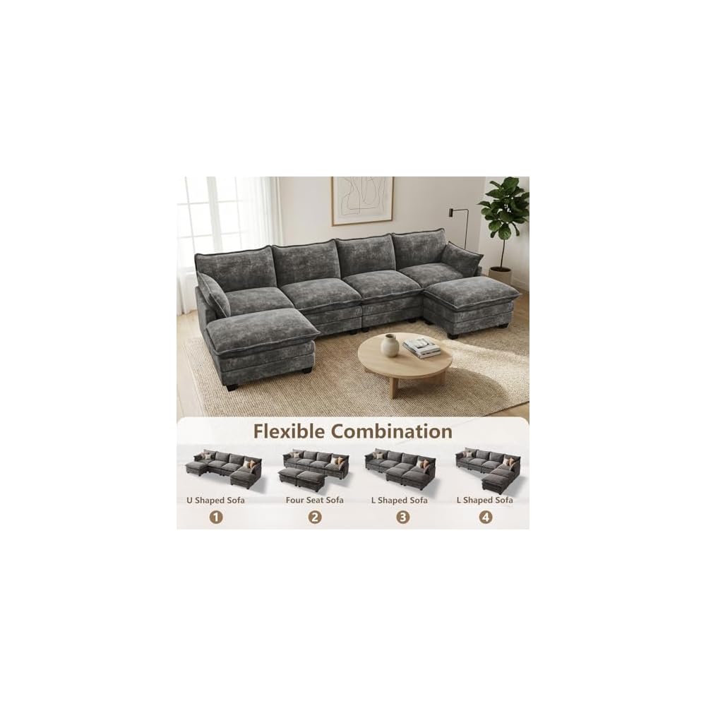 Modular Sectional Couch for Living Room, U Shaped Comfy Sofa