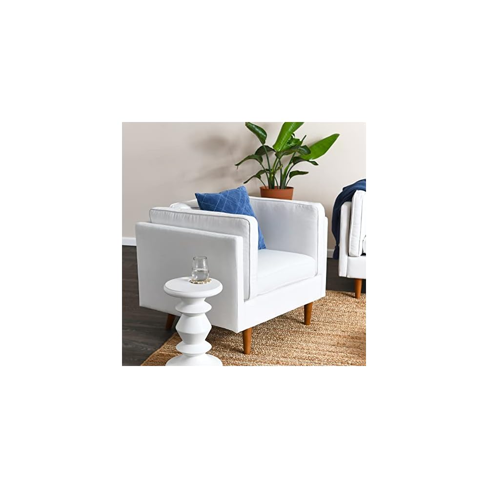 Creative Co-Op Atley High Sided Armchair Accent Chair, 37" L x 33" W x 32" H, Coastal White