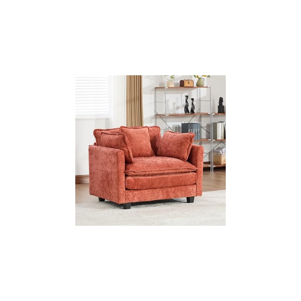 Chenille Fabric Accent Chair, Oversized Single Cloud Sofa Couch Living Room