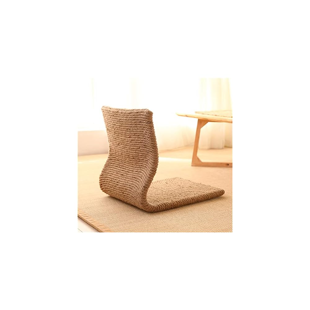 2pcs/lot Floor Chair Handcrafted Padded Knitted Hemp Chair with Backrest Meditation Chair (Natural 43x48x38cm)