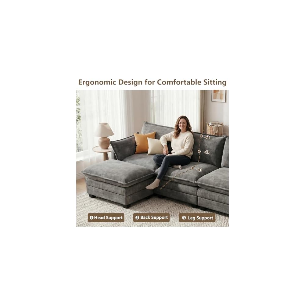 Modular Sectional Couch for Living Room, U Shaped Comfy Sofa