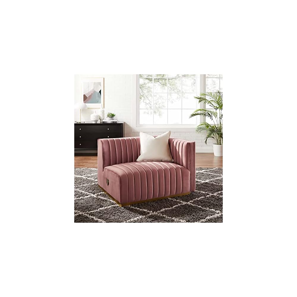 Modway EEI-5500-BLK-GRY Conjure Channel Tufted Performance Velvet Ottoman, Black Gray