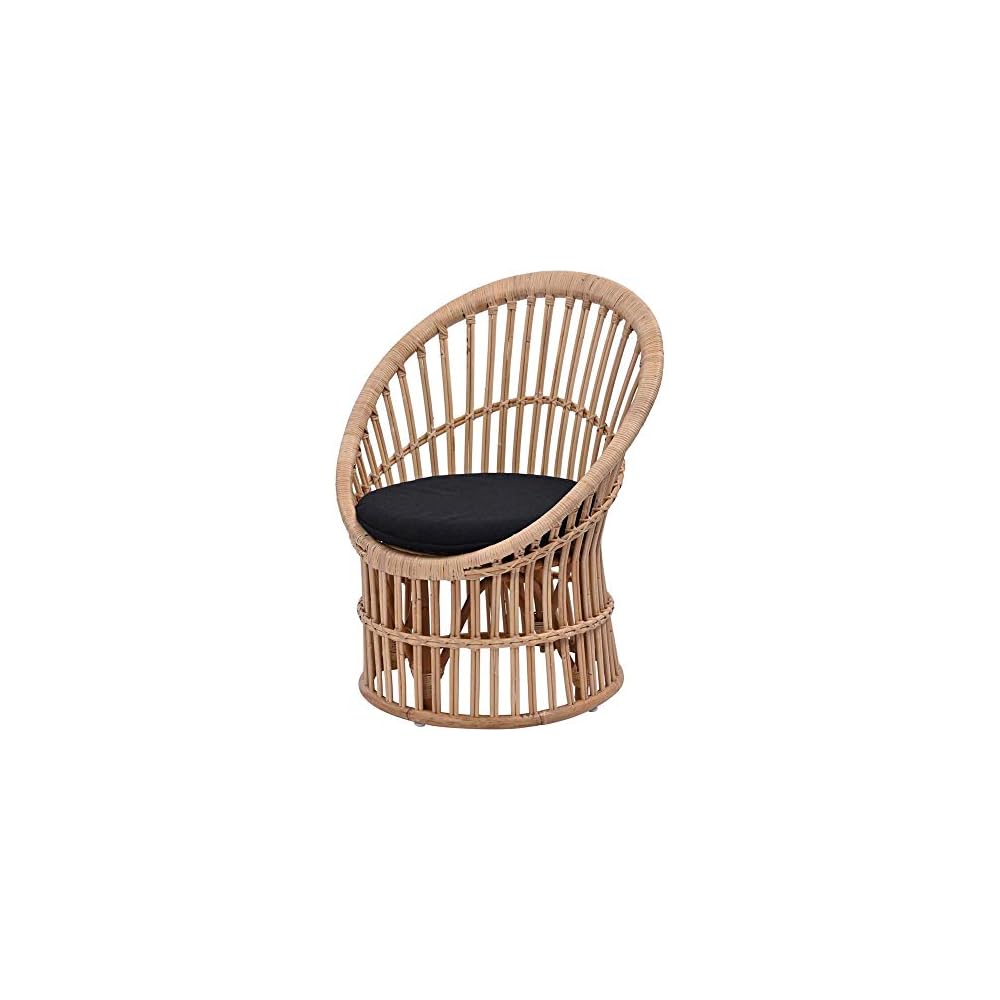 Sunflower Rattan C2801NWN Personal Chair, Black, Width 25.6 x Depth 25.6 x Height 31.1 x Seat Height 15.7 inches (65 x 65 x 79 x 40 cm)