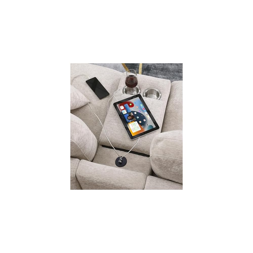 Lilola Home Celine 141.5" Beige Chenille Fabric Corner Sectional Sofa