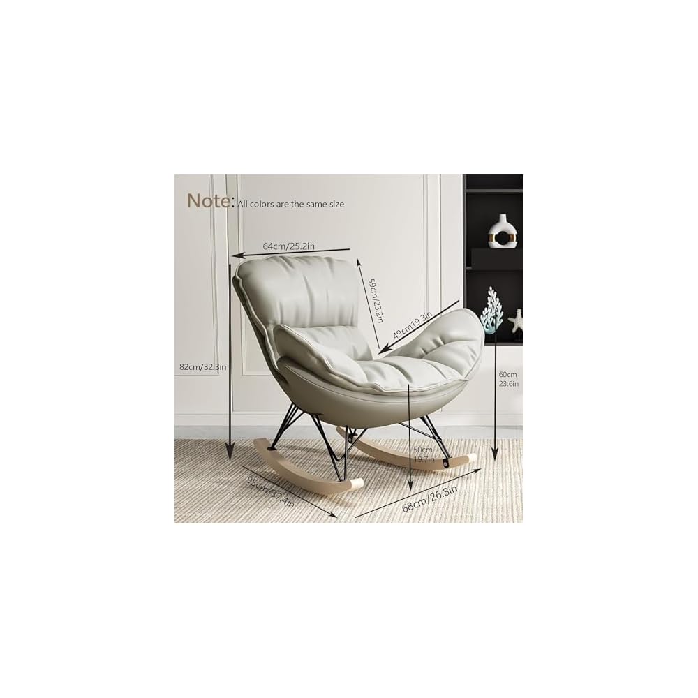 Sofa Rocking Chair Tech Cloth Armchair with Ottoman Mid Century Rocker Recliner,Upholstered Comfy Rocking Chair for Bedroom Living Room(E)