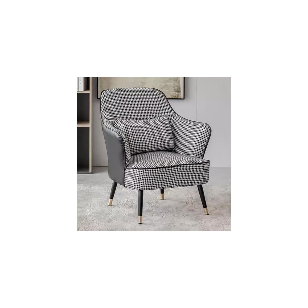 Modern Armchair with Waist Pillow,Adult Lazy Sofa Chair Ergonomic Backrest,Upholstered Leisure Chair for Living Room Office,Relax Side Chair Guest Chair (Color : Brown 2, Size : Without)