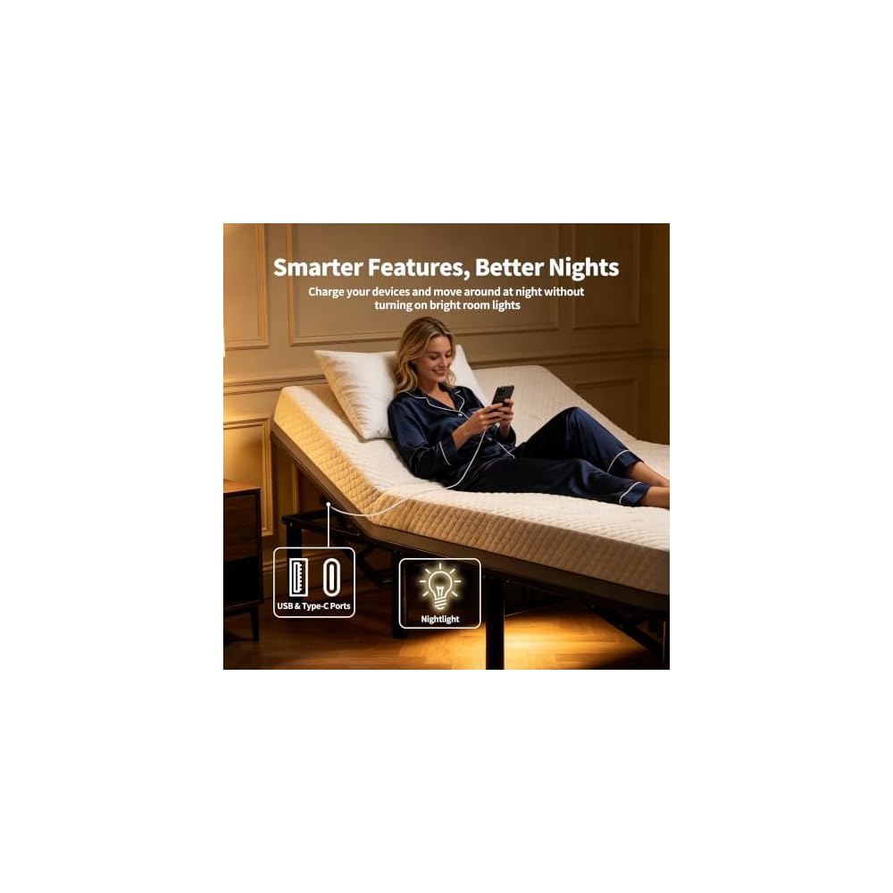 Queen Adjustable Bed Frame with Massage, Zero Gravity & Wireless Remote