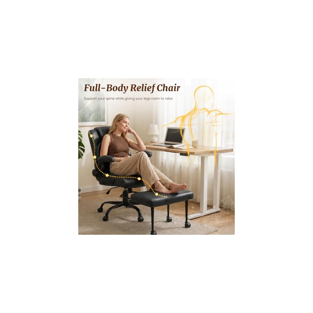 Cross Legged Office Chair with Arms, Wide Cross Chair with Wheels