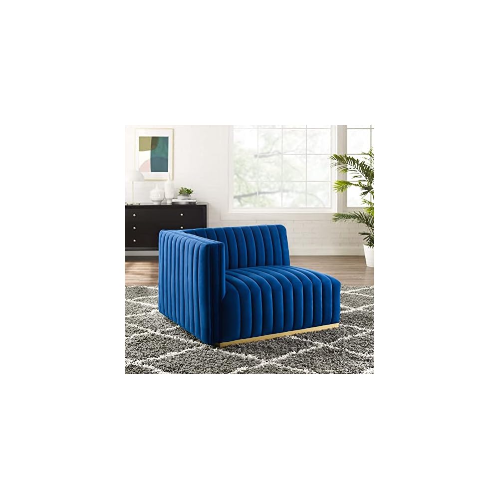 Modway EEI-5500-BLK-GRY Conjure Channel Tufted Performance Velvet Ottoman, Black Gray