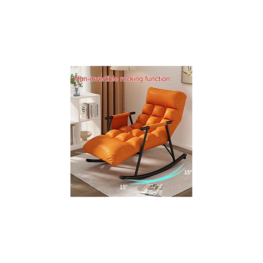 Leisure Sofa Rocking Chair Recliner Armchair Soft Upholstered Lazy Chair Glider for Balcony Poolside Backyard,Rocker Accent Chair with Ottoman for Living Room (Color : Dark Gray)