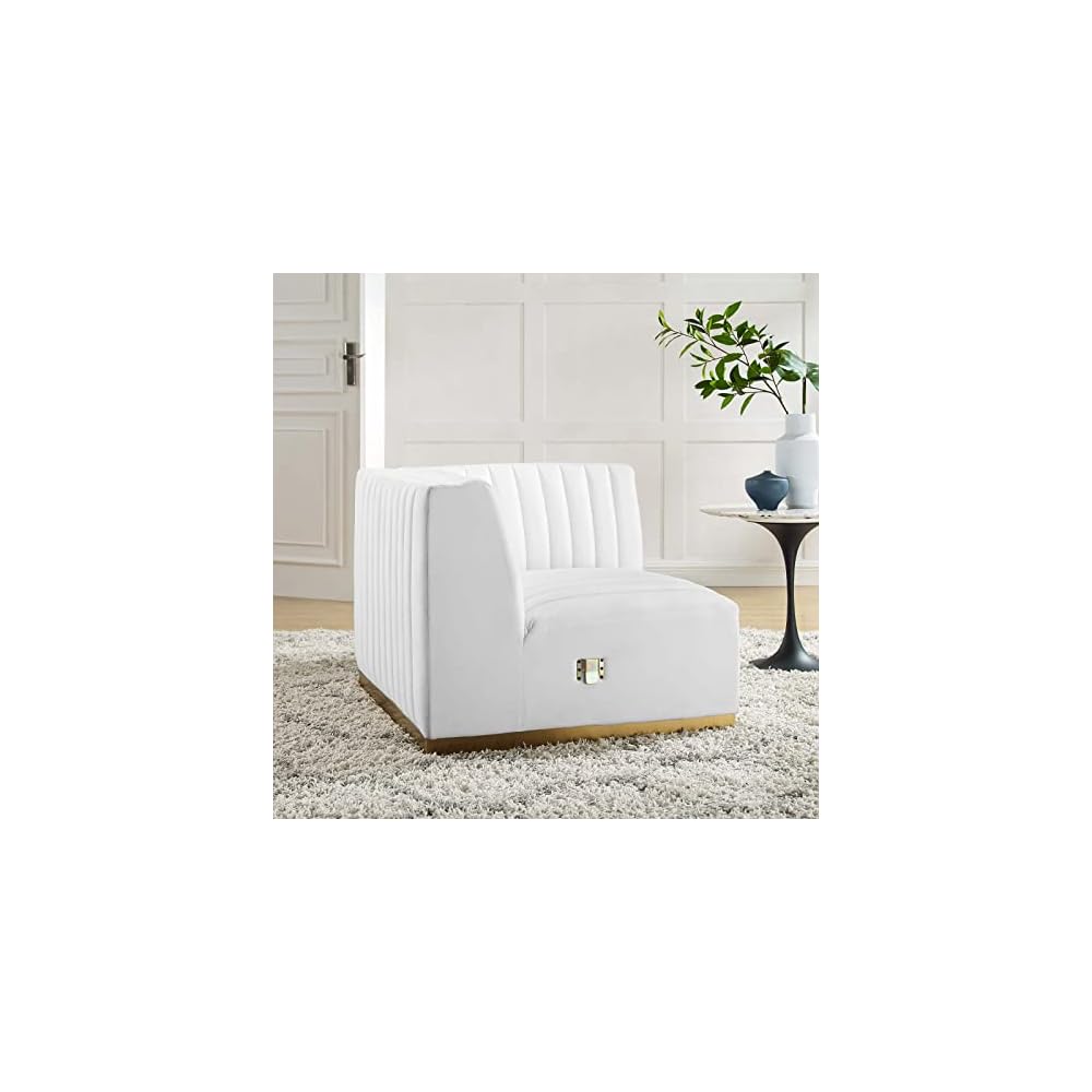 Modway EEI-5500-BLK-GRY Conjure Channel Tufted Performance Velvet Ottoman, Black Gray