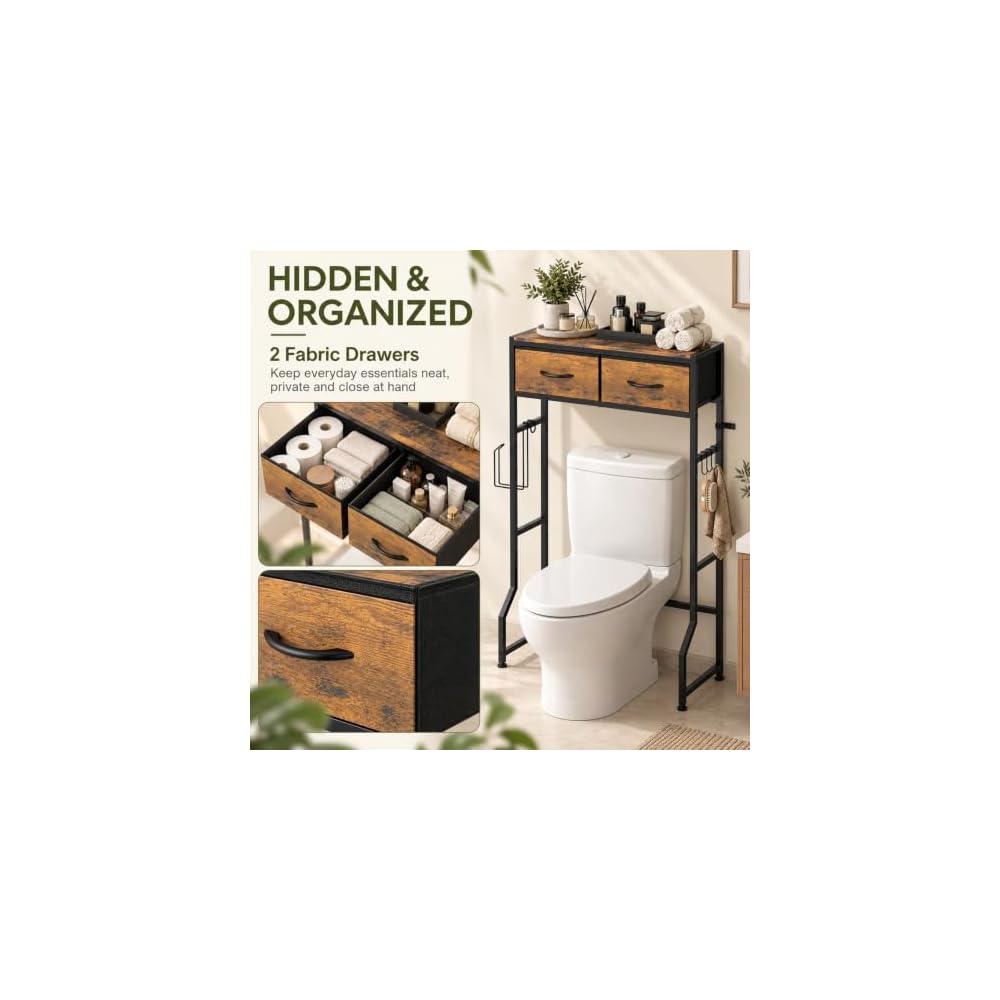 ETELI Over The Toilet Storage Cabinet with 2 Drawers Over The Toilet Shelf