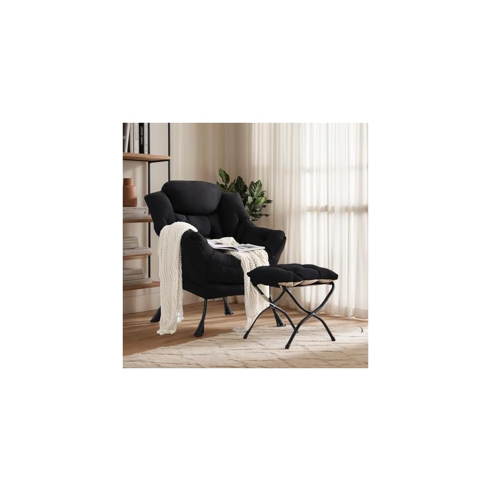 Lazy Chair, Comfy Reading Accent Chair for Bedroom, Beige