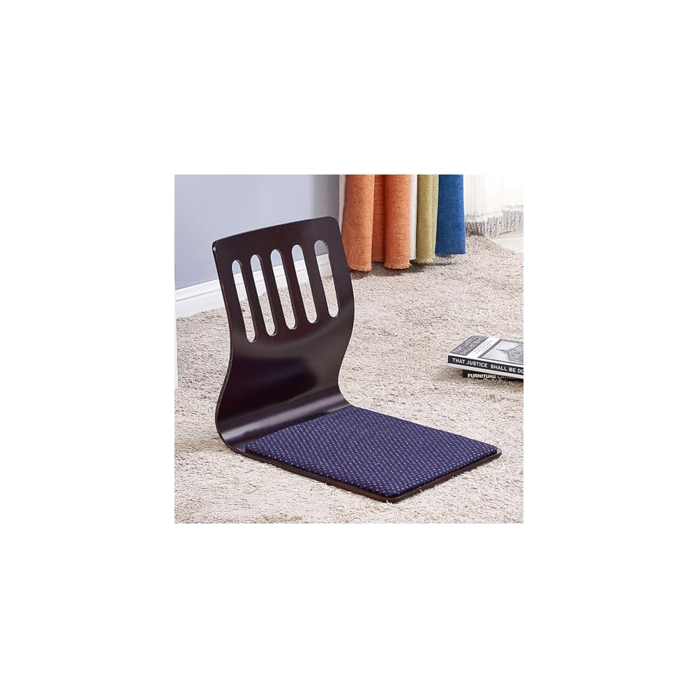 Solitar Japanese Living Room Chair,Upholstered Game Chairs Legless Tatami Chair Wood Meditation Floor Chair,Bay Window Chair Lazy Sofa Chair Floor Seat with Back Support(46X37X43cm(18x15x17inch), B)
