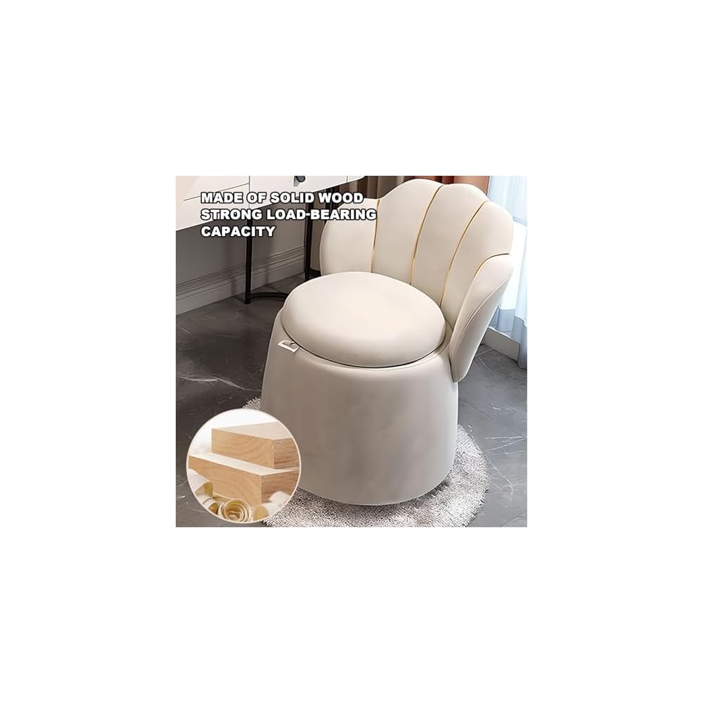 Modern Pink Makeup Chair with Storage Round Sofa Armchair for Bedroom & Living Room Stylish Accent Stool Trendy Club and Home Decoration Seat