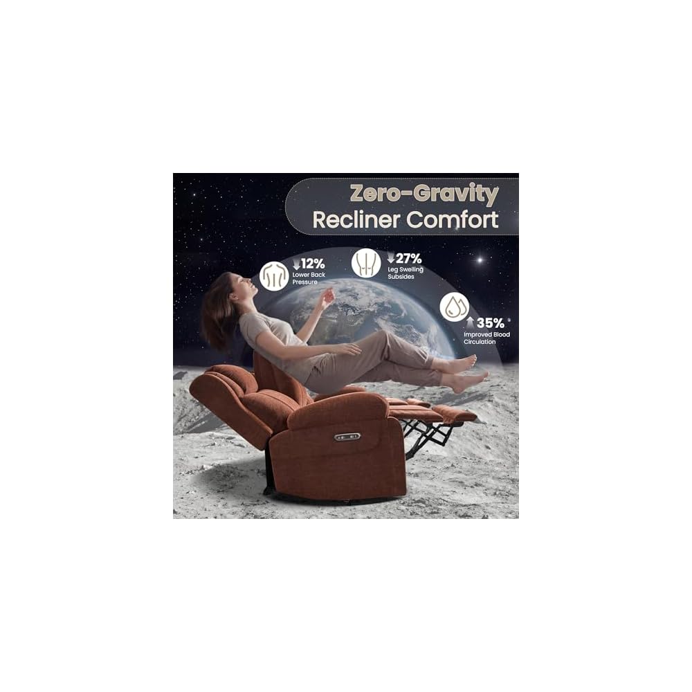 Zero Gravity Power Reclining Sofa, 3-Seat Reclining Couch with Flip Middle Backrest, Power Headrest, Oversized Electric Recliner Sofa with Dual Motor for Living Room(Brown)