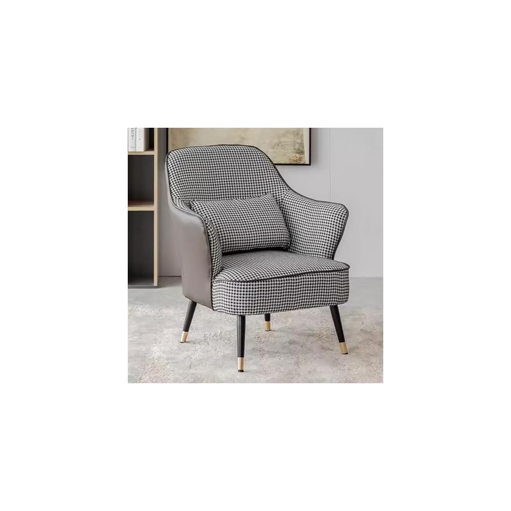 Modern Armchair with Waist Pillow,Adult Lazy Sofa Chair Ergonomic Backrest,Upholstered Leisure Chair for Living Room Office,Relax Side Chair Guest Chair (Color : Brown 2, Size : Without)