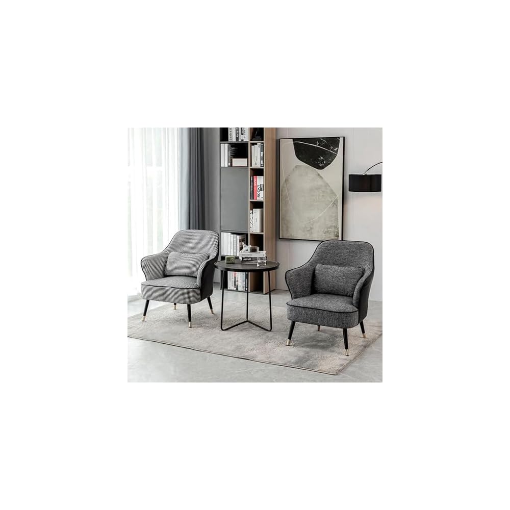 Modern Armchair with Waist Pillow,Adult Lazy Sofa Chair Ergonomic Backrest,Upholstered Leisure Chair for Living Room Office,Relax Side Chair Guest Chair (Color : Brown 2, Size : Without)
