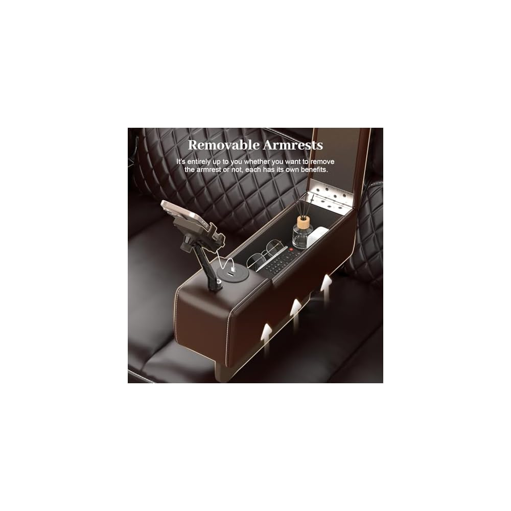 Manual Reclining Sectional Sofa Set, 5 Seats 1+1+3 Leather Reclining