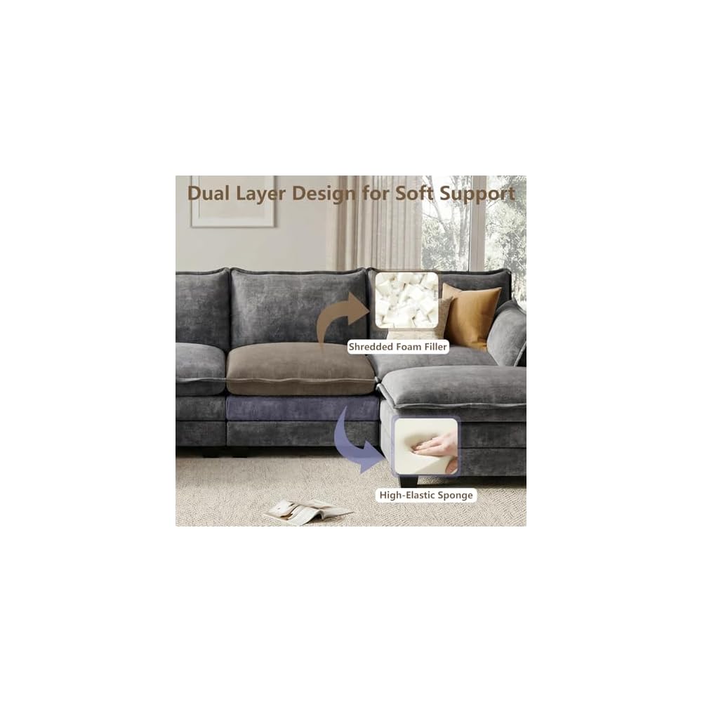 Modular Sectional Couch for Living Room, U Shaped Comfy Sofa