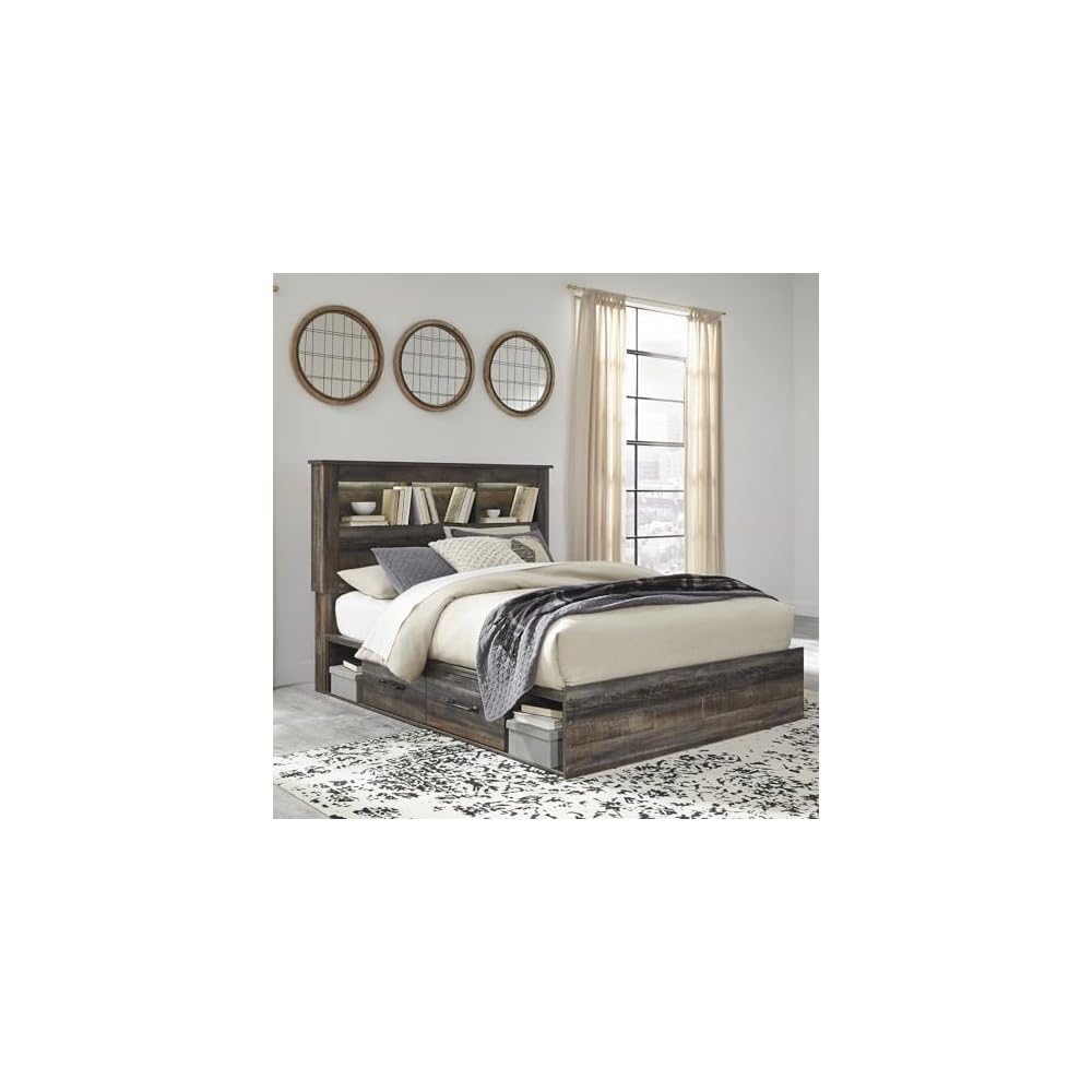 Signature Design by Ashley Queen Bookcase Bed with 4 Storage Drawers