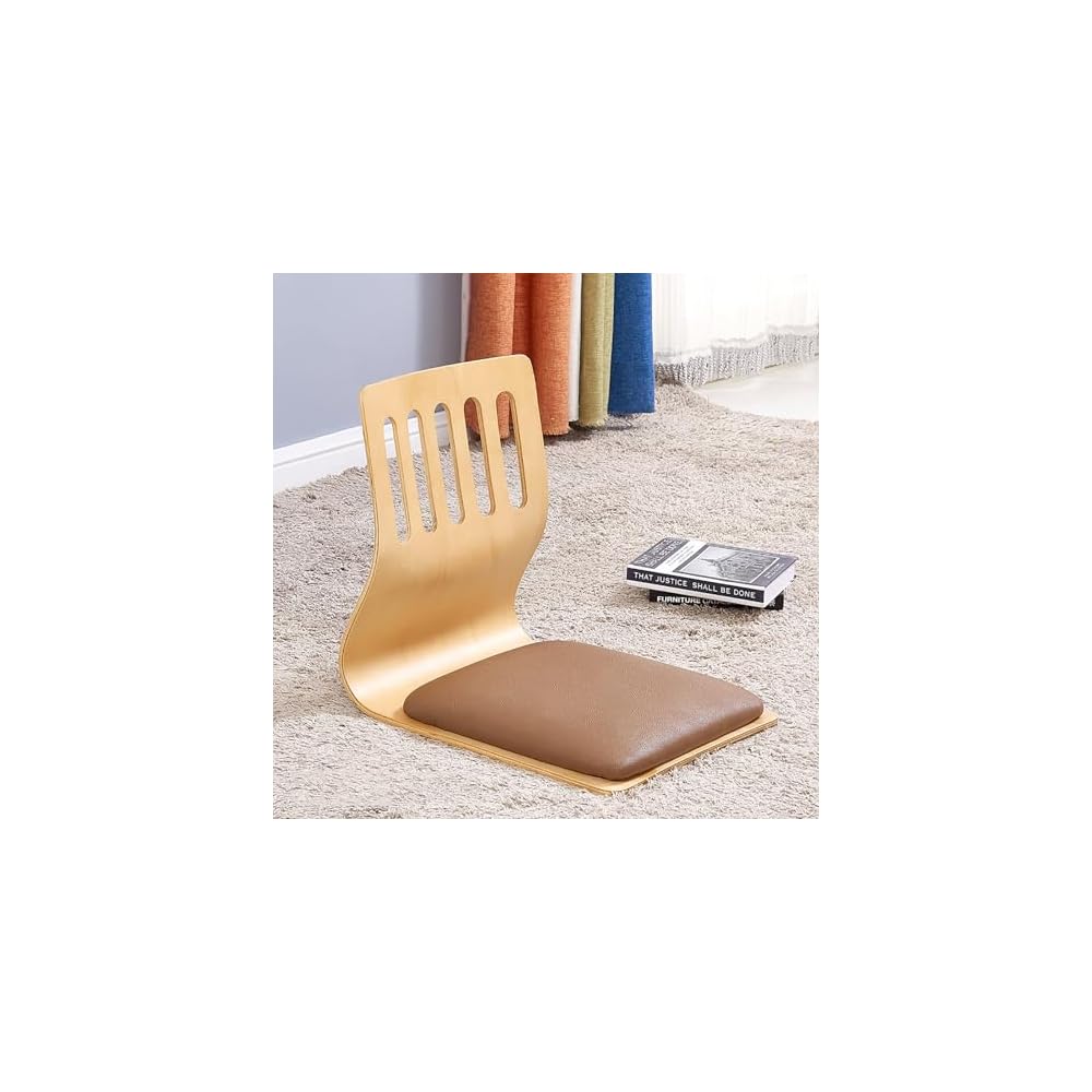 Solitar Japanese Living Room Chair,Upholstered Game Chairs Legless Tatami Chair Wood Meditation Floor Chair,Bay Window Chair Lazy Sofa Chair Floor Seat with Back Support(46X37X43cm(18x15x17inch), B)