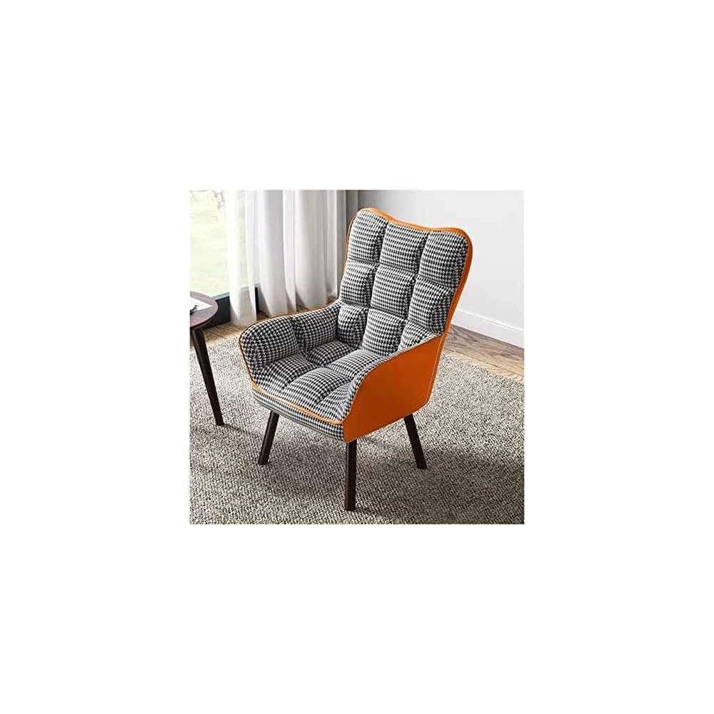 Velvet Accent Chair with Ottoman – Slish Solid Wood Legs – Ideal for Living Room & Bedroom – Comfort & Fur Piece
