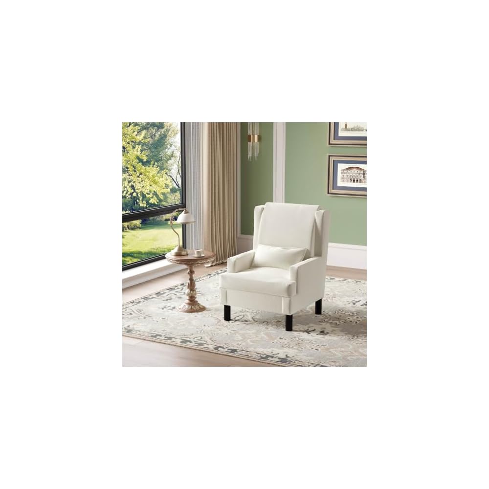 Garvee Wingback Accent Chair, Mid-Century Modern Chenille Reading Chair