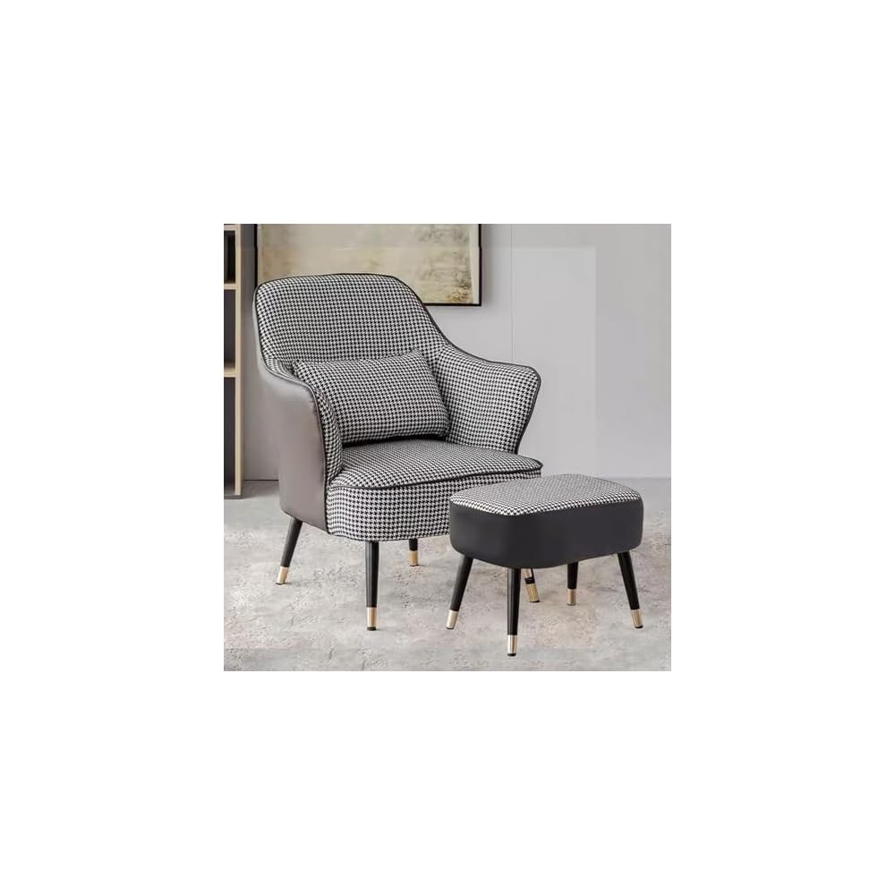 Modern Armchair with Waist Pillow,Adult Lazy Sofa Chair Ergonomic Backrest,Upholstered Leisure Chair for Living Room Office,Relax Side Chair Guest Chair (Color : Brown 2, Size : Without)