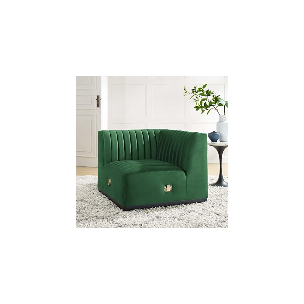 Modway EEI-5500-BLK-GRY Conjure Channel Tufted Performance Velvet Ottoman, Black Gray
